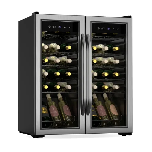 Klarstein Vinamour vinotéka, 2 chladící zóny, 7 polic, dotykové ovládání, UV-ochrana