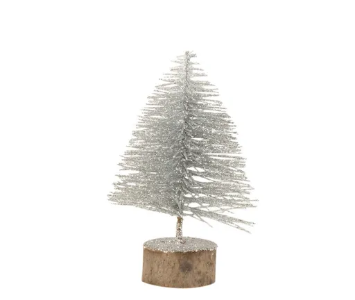 Malý stříbrný třpytivý stromeček Tree silver S - Ø 10*16 cm J-Line by Jolipa