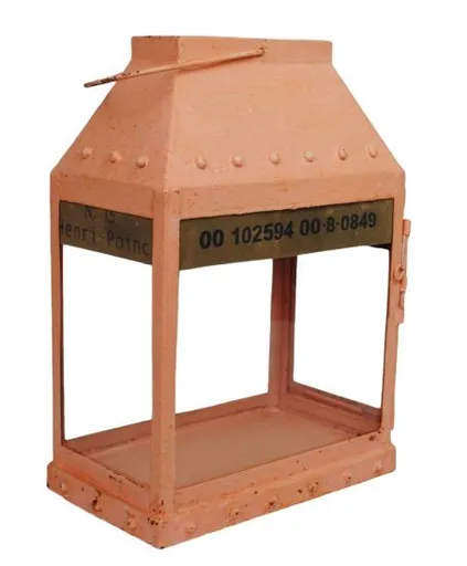 Lososová kovová lucerna s patinou Amy - 34*21*49 cm Colmore by Diga