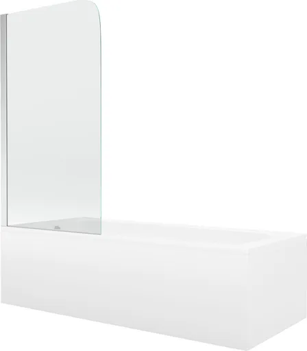 MEXEN/S Vega obdélníková vana 160 x 70 cm s panelem  + vanová zástěna 80, transparent, chrom 550116070X9008010100