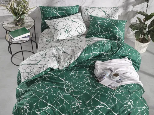 Povlékáme.cz Bavlněné povlečení Mramor zelený 140x200 70x90