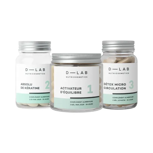 D-LAB Program při ztrátě vlasů Activator+Keratin+Detox 56+28+56 kapslí