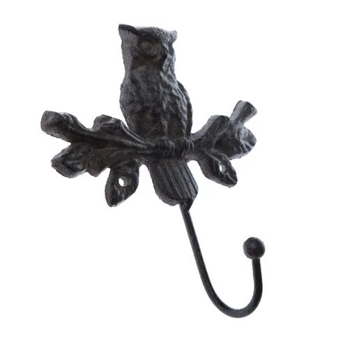 Litinový věšák Sova černá, 15 x 15 cm