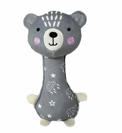 TULIMI Látková hračka pískací,  Medvídek, 17 cm, šedá