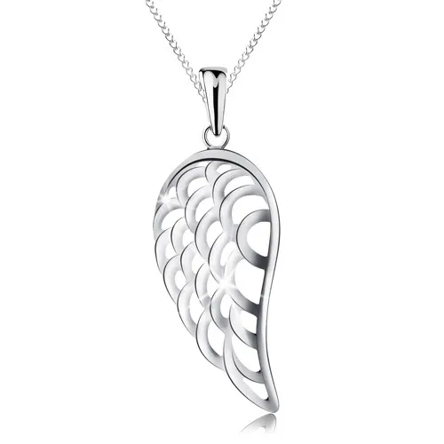 Náhrdelník ze stříbra 925 s přívěskem, velké andělské křídlo, tenký řetízek