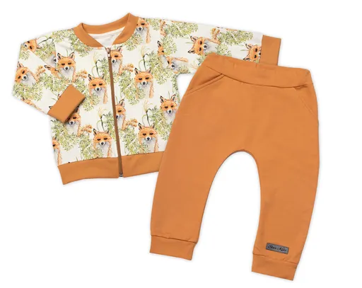 G-baby Stylová bavlněná tepláková souprava ,  Lišky - hořčicová, vel. 104