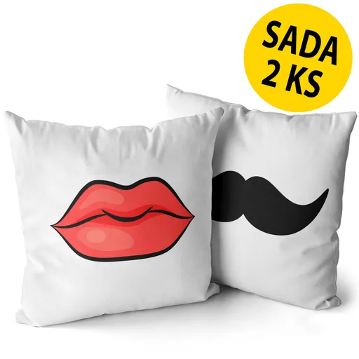 Polštářky Knír / Rty (Velikost: 40 x 40 cm)