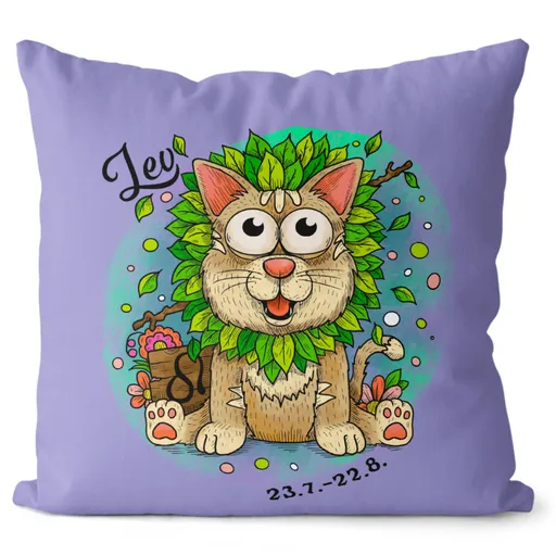 Polštář Kočičí znamení – lev (Velikost: 55 x 55 cm)