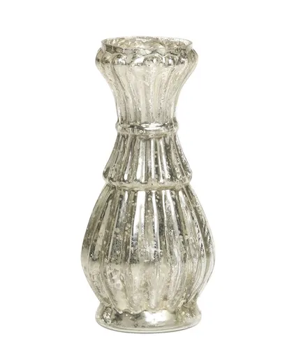 Rtuťová antik skleněná dekorační vázička Vallia - Ø 6*13 cm Chic Antique