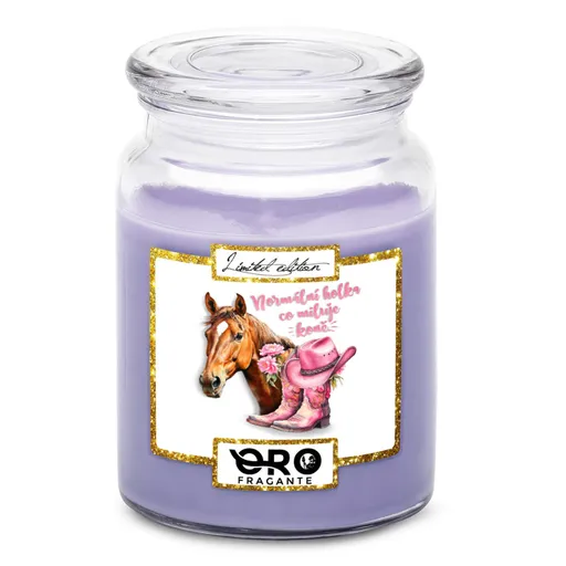 Svíčka Holka co miluje koně (Vůně svíčky: Levandule)