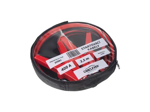 Kabely startovací 400A 2,5m CARCLEVER 35982 100% měď - rozbaleno - mírně roztržený obal, viz foto