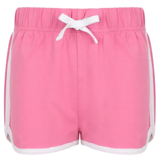 SF (Skinnifit) Dětské retro kraťasy - Jasně růžová / bílá | 9-10 let