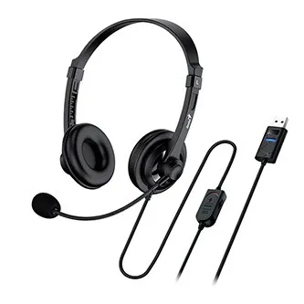 Genius HS-230U, sluchátka s mikrofonem, drátová, černá, USB