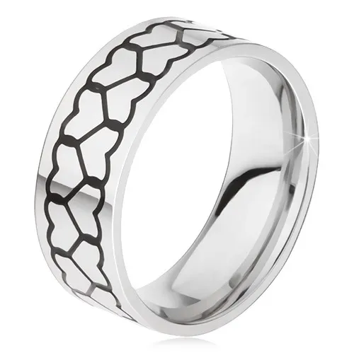 Obroučka z oceli 316L, dvě linie obrysů srdcí - Velikost: 67