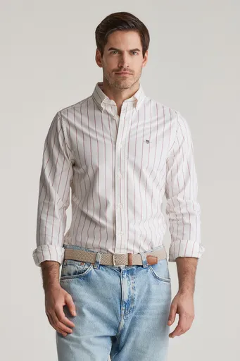 KOŠILE GANT SLIM OXFORD STRETCH STRIPE SHIRT RUBY RED