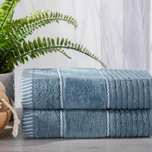 Sada 2 ks froté ručníků TEO modrá 50 x 90 cm