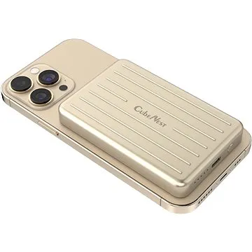 PowerCube CubeNest S1B0 bezdrátová magnetická powerbanka 5000mAh s podporou uchycení MagSafe - zlatá (6974699970170)
