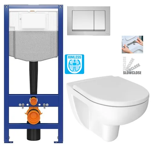 CERSANIT předstěnový instalační systém s tlačítkem chrom K97-509 + WC JIKA LYRA PLUS RIMLESS + SEDÁTKO DURAPLAST SLOWCLOSE K97-526 509 LY2