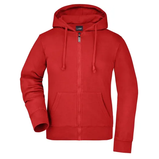 James & Nicholson (Daiber) Dámská mikina na zip s kapucí JN053 - Červená | L
