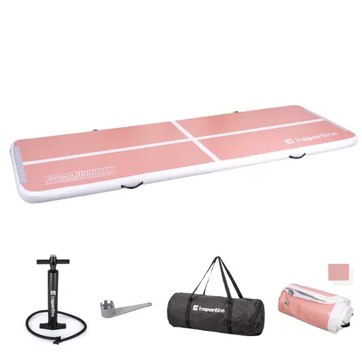 Airtrack inSPORTline Airstunt 400x100x10 cm korálová růžová s ruční pumpou