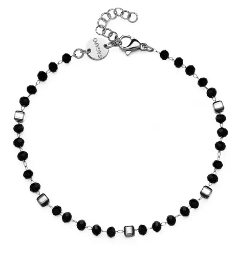 S'Agapõ Slušivý náramek s černými korálky Shrine SSR11