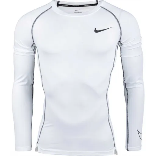 Nike PRO DRI-FIT Pánské triko s dlouhým rukávem, bílá, velikost XXL