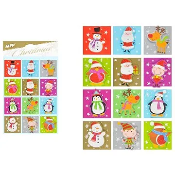 Jmenovky na dárky 12ks vánoční 3D glitr (8595138568413)