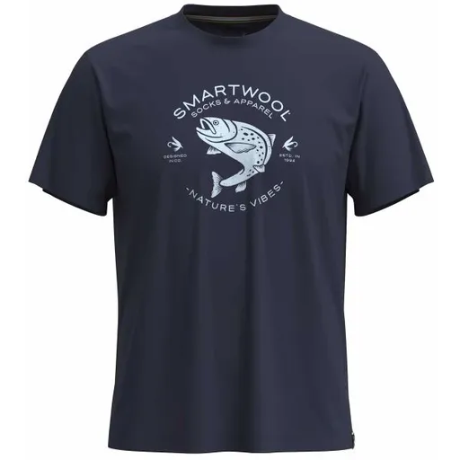 Smartwool TROUT FISCHING SHORT SLEEVE GRAPHIC TEE Pánské tričko, tmavě modrá, velikost
