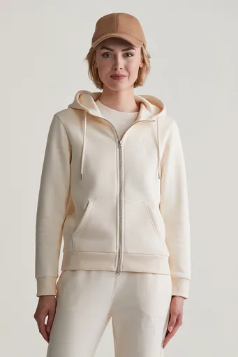 MIKINA GANT REG TONAL SHIELD ZIP HOODIE LINEN