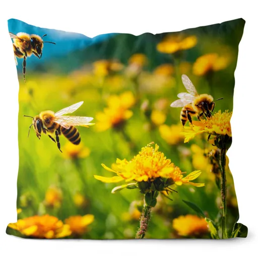 Polštář Včely na louce (Velikost: 40 x 40 cm)
