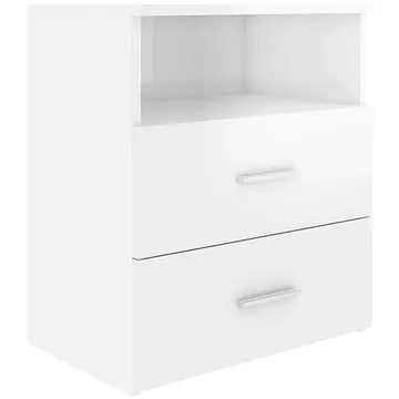 SHUMEE Noční stolek bílý s vysokým leskem 50 × 32 × 60 cm, 803284 (803284)