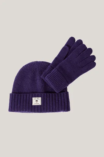 SET ČEPICE A RUKAVICE  GANT BEANIE GLOVES GIFT SET PANSY PURPLE