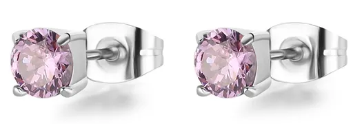 S'Agapõ Ocelové náušnice pecky s fialovým krystalem Dazzly SDZ53