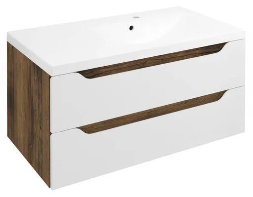 SAPHO WAVE umyvadlová skříňka 89,7x45x47,8cm, pravá, bílá/dub collingwood WA093-3019