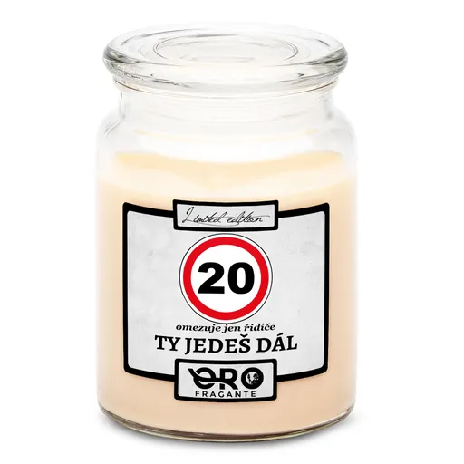 Svíčka Ty jedeš dál – výběr věku (věk: 20, Vůně svíčky: Vanilka)