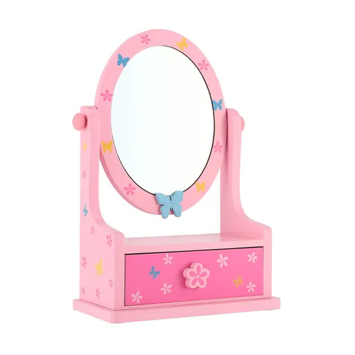 Dřevěná šperkovnice se zásuvkou a zrcadlem