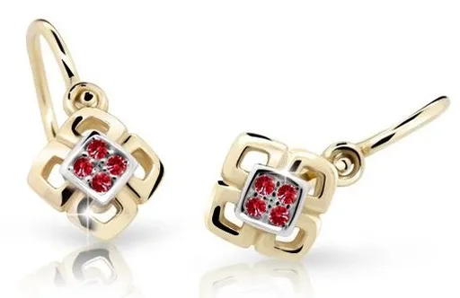 Cutie Jewellery Dětské bicolor náušnice ze žlutého zlata C2240-10-X-1 červená