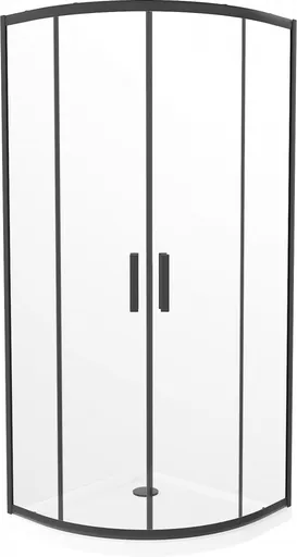 MEXEN/S Rio čtvrtkruhový sprchový kout 90 x 90, transparent, černý + vanička se sifonem Flat, bílá 863-090-090-70-00-4110B