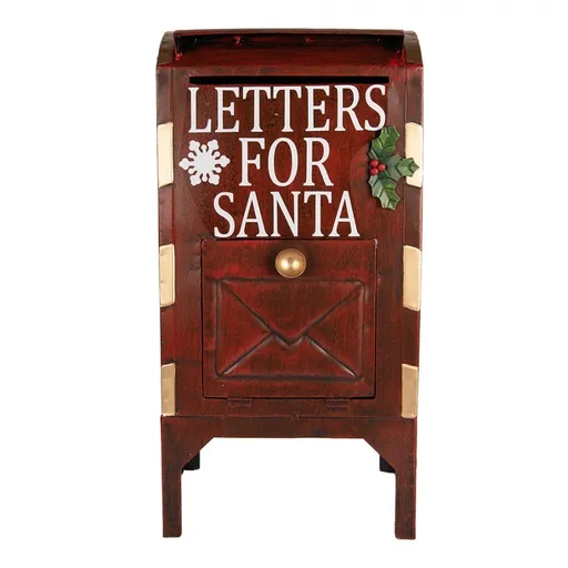 Červená kovová dekorační schránka Letters for Santa - 27*21*53 cm Clayre & Eef