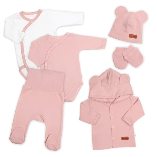 Baby Nellys Bavlněná souprava pro miminko  6D, Made with love, pudr. růžová, vel. 56