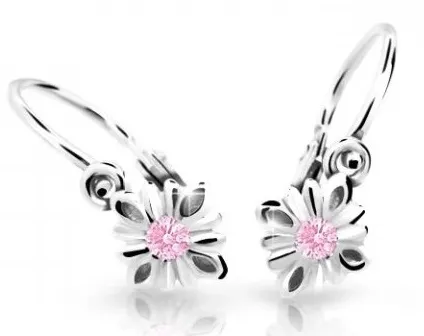 Cutie Jewellery Půvabné dětské náušnice z bílého zlata C2261-10-X-2 růžová