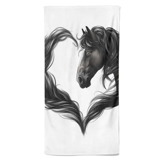 Osuška Horse heart black (Velikost osušky: 100x170cm)