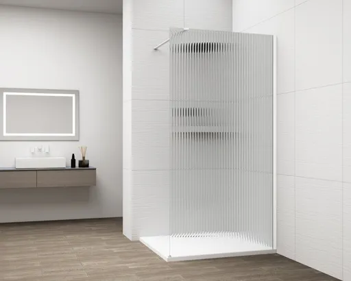 POLYSAN ESCA WHITE MATT jednodílná sprchová zástěna k instalaci ke stěně, sklo Flute, 1100  ES1311-03