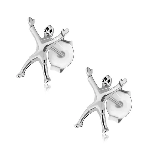 Stříbrné 925 náušnice, fotbalový brankář, lesklý povrch, puzetky