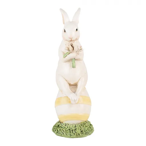 Dekorace králík s tulipány sedící na vajíčku - 7*7*19 cm Clayre & Eef