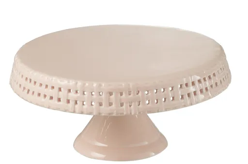 Růžový keramický podnos na noze Hella Pastel Pink M - Ø 25*12cm J-Line by Jolipa