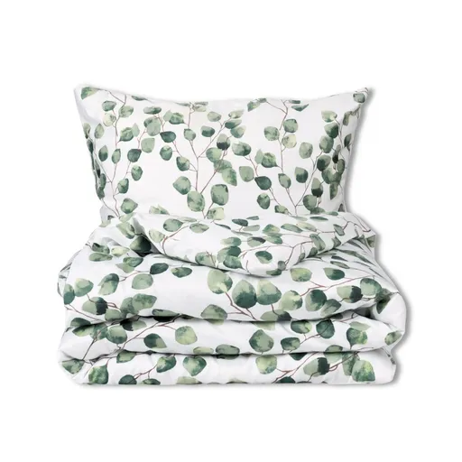 Matex Saténové povlečení Listy eukalyptu akvarel, 140 x 200 cm, 70 x 90 cm