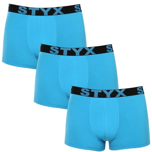 Styx 3PACK pánské boxerky sportovní guma světle modré (3G1169) XL