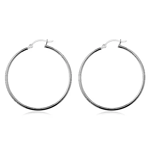 Náušnice ze stříbra 925 - lesklé hladké kruhy, vysoký lesk, 40 mm