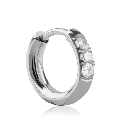 Troli Ocelová kruhová single náušnice se zirkony VHLLE2008S 0,6 cm